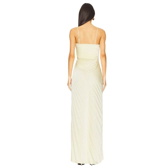 ALC pleated Layla evening dress gown Canary light green size 6/8 - Picture 3 of 13